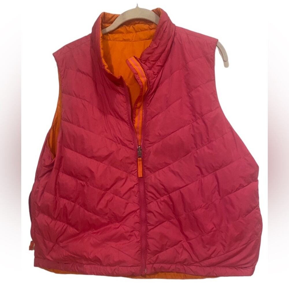 Coldwater Creek puffy vest, reversible, pink/orange, size XL